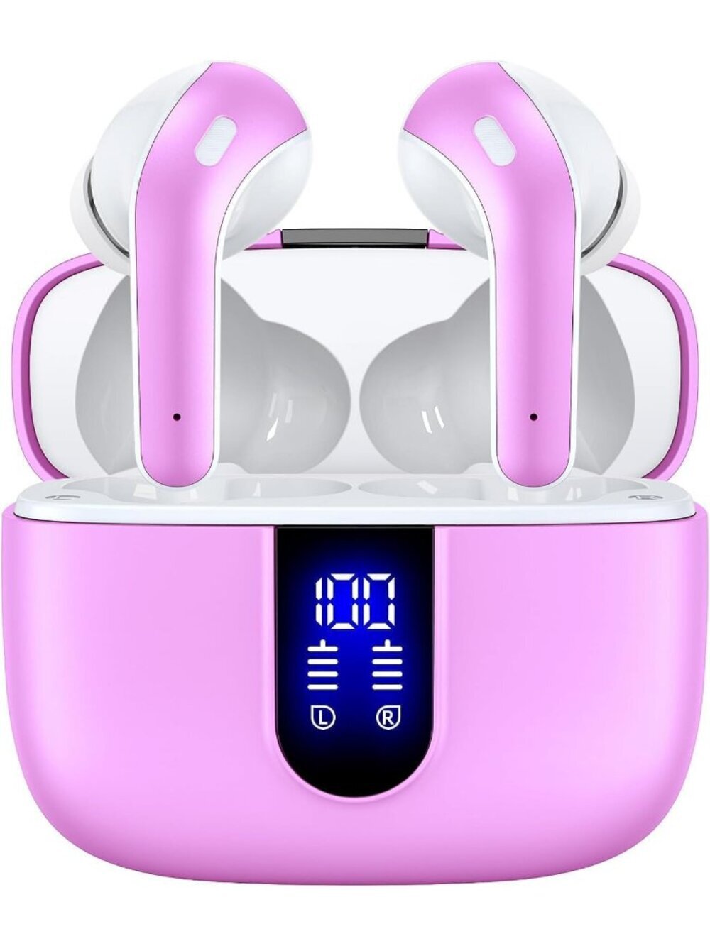 Wireless Sunset Pink 60H Playback LED Power Display Waterproof Bluetooth Earbud - Picture 1 of 6